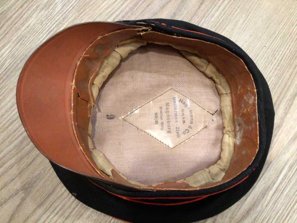 Rare WWII German Luftwaffe Fire Brigade Cap Hat W/Maker -img-6