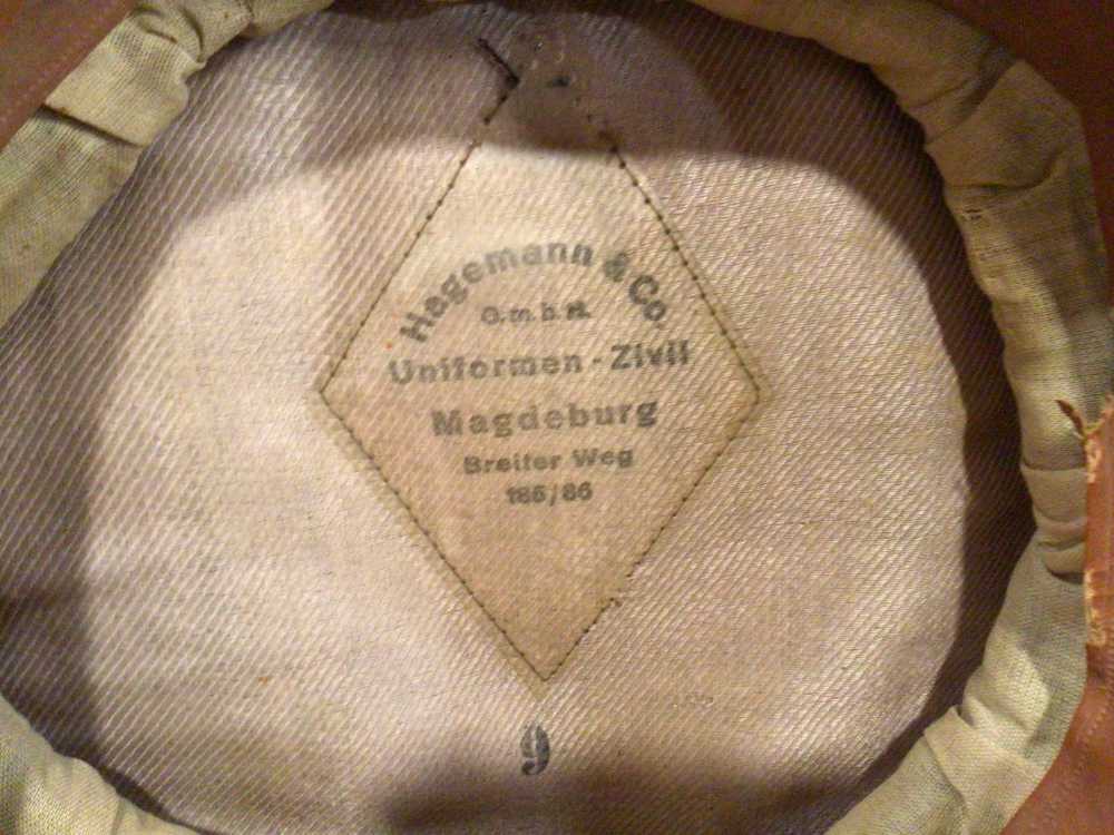 Rare WWII German Luftwaffe Fire Brigade Cap Hat W/Maker -img-7