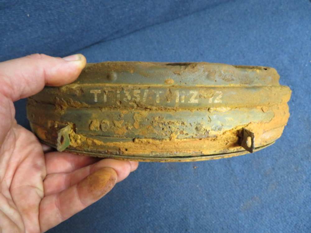 WWII GERMAN TELLERMINE 35 STAHL ANTI-TANK LAND MINE-ORIGINAL-img-4