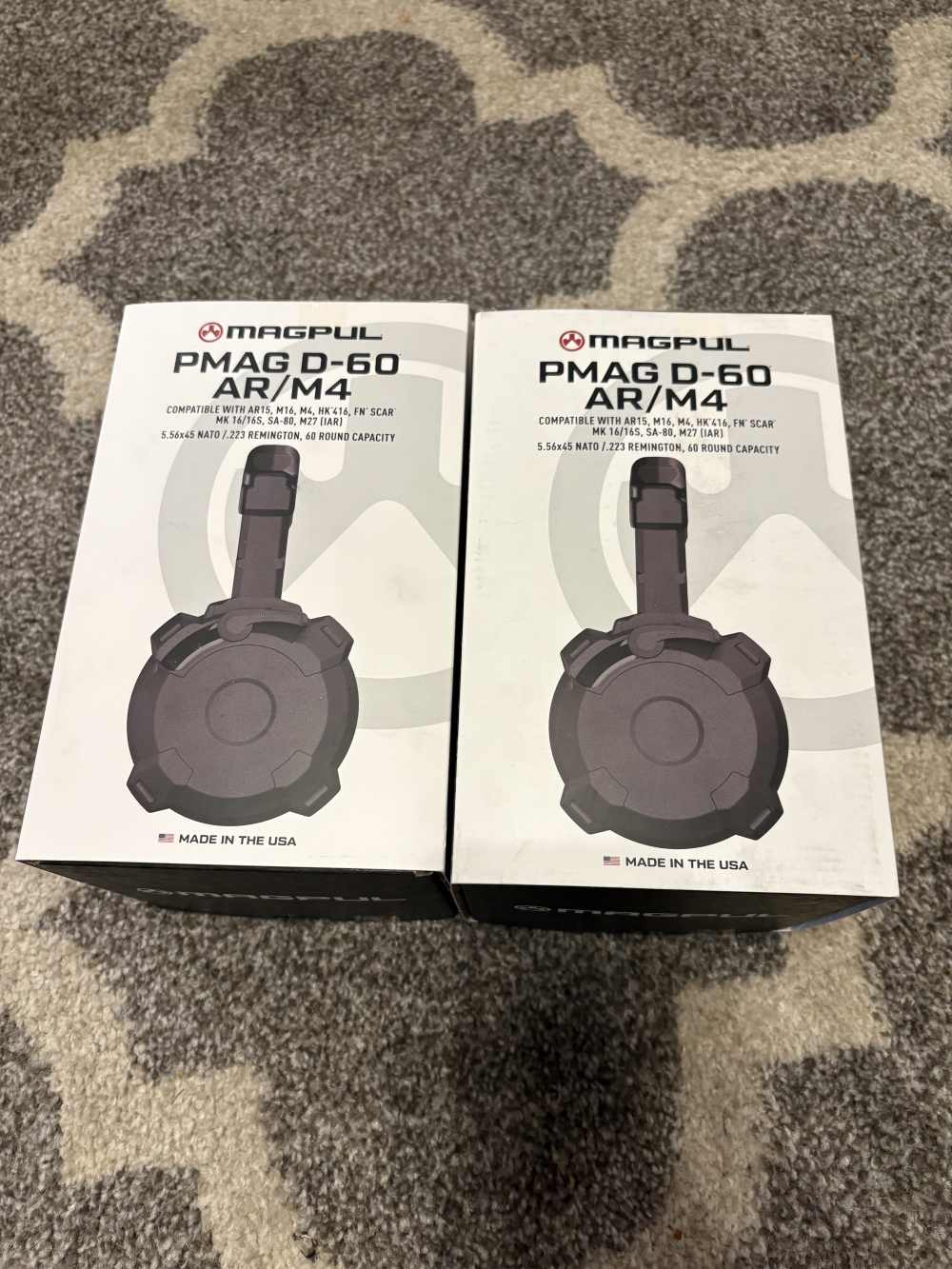 2x lot of Magpul PMAG D-60 AR-15 drums 60rd NOS Brand New-img-0