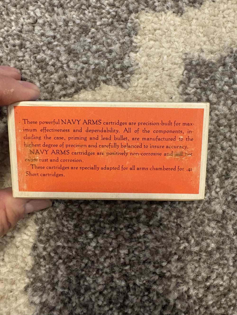. 41 Short Rim-Fire Ammo Navy Arms Co box of 50 NOS Minty cartridges -img-5