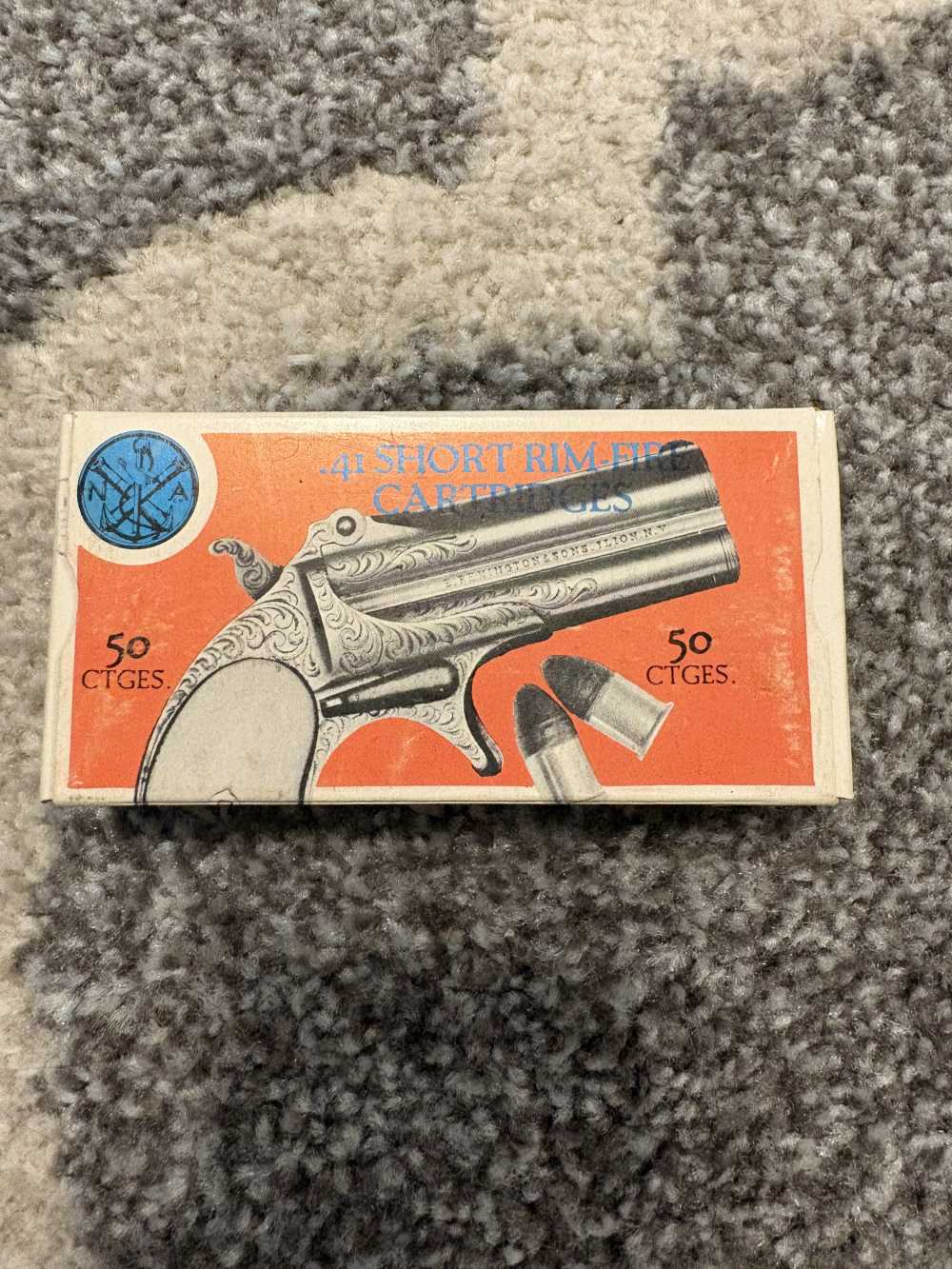 . 41 Short Rim-Fire Ammo Navy Arms Co box of 50 NOS Minty cartridges -img-0