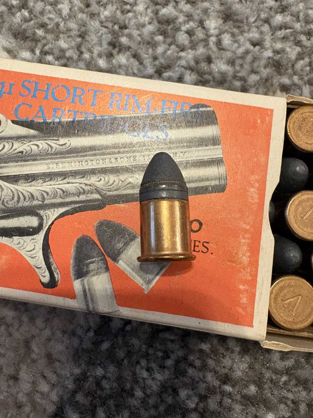 . 41 Short Rim-Fire Ammo Navy Arms Co box of 50 NOS Minty cartridges -img-7