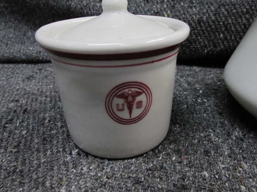 3 PIECES VINTAGE 1930'S-1950'S U.S. ARMY MEDICAL CORPS MESS CREAMER, SUGARS-img-3