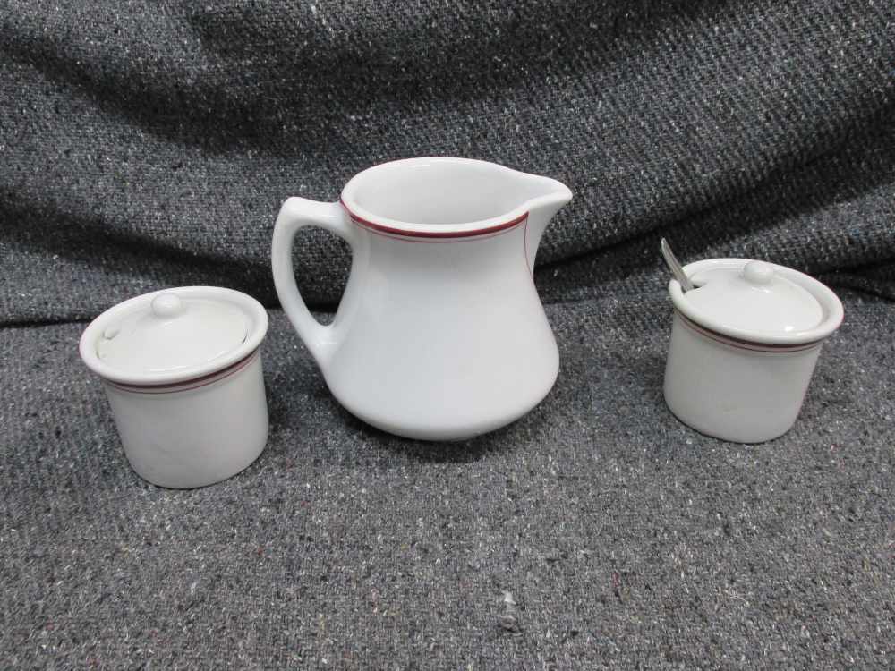 3 PIECES VINTAGE 1930'S-1950'S U.S. ARMY MEDICAL CORPS MESS CREAMER, SUGARS-img-4