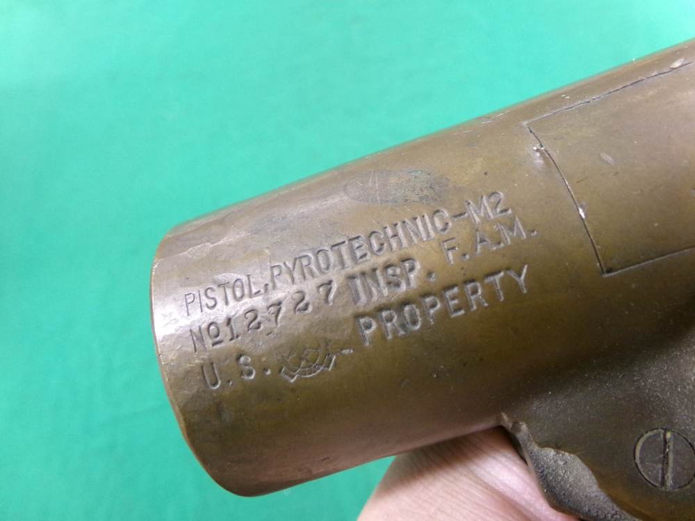 INTERNATION FLARE SIGNAL CO US M2 PYROTECHNIC 37MM BRASS FLARE PISTOL WWII-img-3