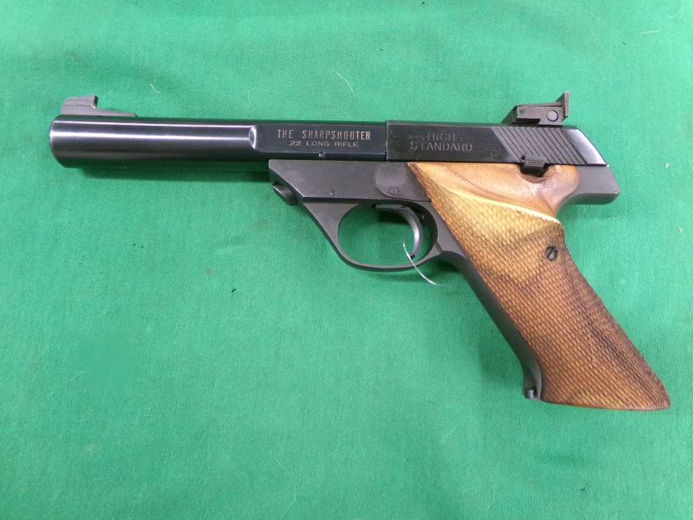 HIGH STANDARD THE SHARPSHOOTER 22 LR TARGET PISTOL MFG 1974-75 WALNUT -img-1