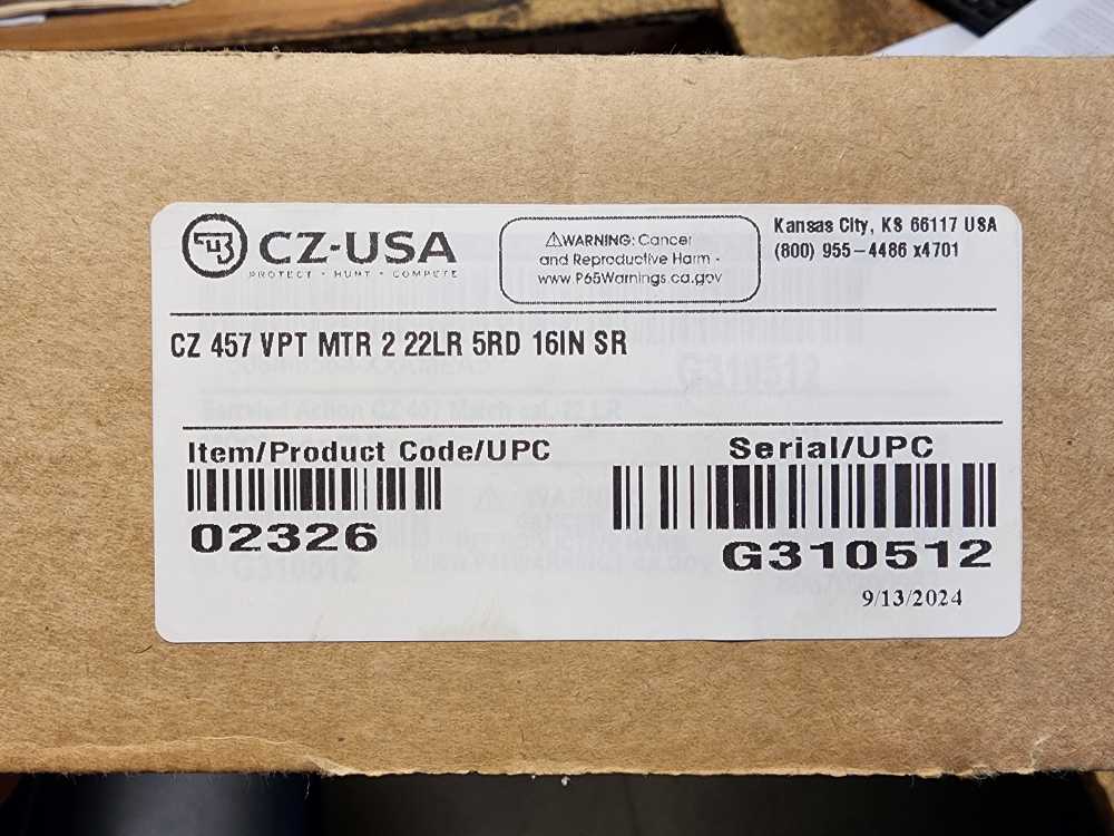 PIC! CZ-USA 457 VARMINT PRECISION TRAINER 22 16 MATCH TARGET MANNERS CARBON-img-1