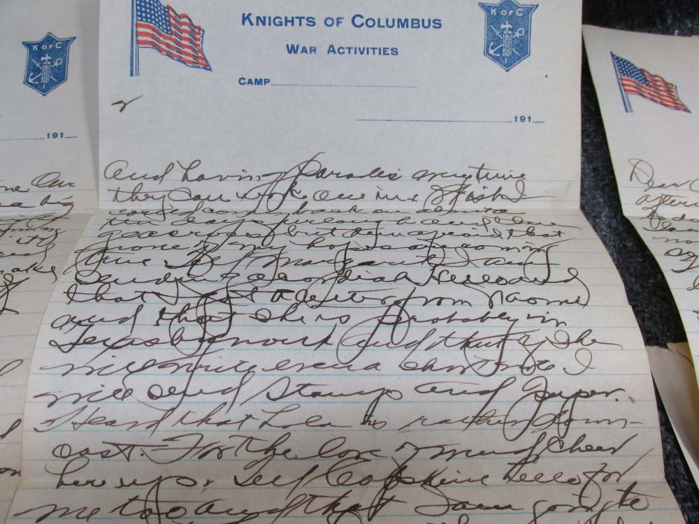 LOT OF WWI KNIGHTS OF COLUMBUS "WAR ACTIVITIES" LETTERS, ENVELOPES, PATCHES-img-11