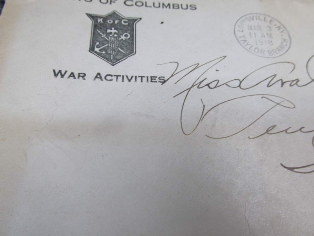 LOT OF WWI KNIGHTS OF COLUMBUS "WAR ACTIVITIES" LETTERS, ENVELOPES, PATCHES-img-4