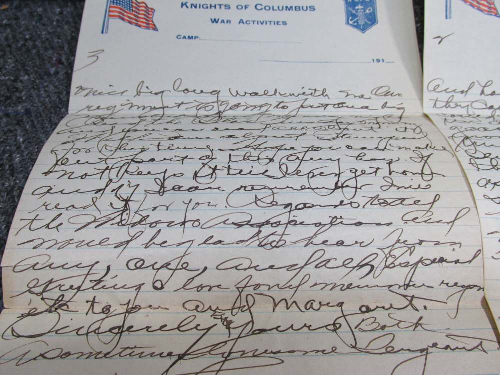 LOT OF WWI KNIGHTS OF COLUMBUS "WAR ACTIVITIES" LETTERS, ENVELOPES, PATCHES-img-12