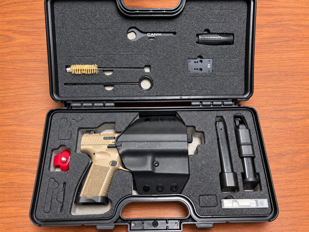 Canik TP9 Elite Combat FDE 9mm – SAI Threaded Barrel – Case, 2 Mags-img-0