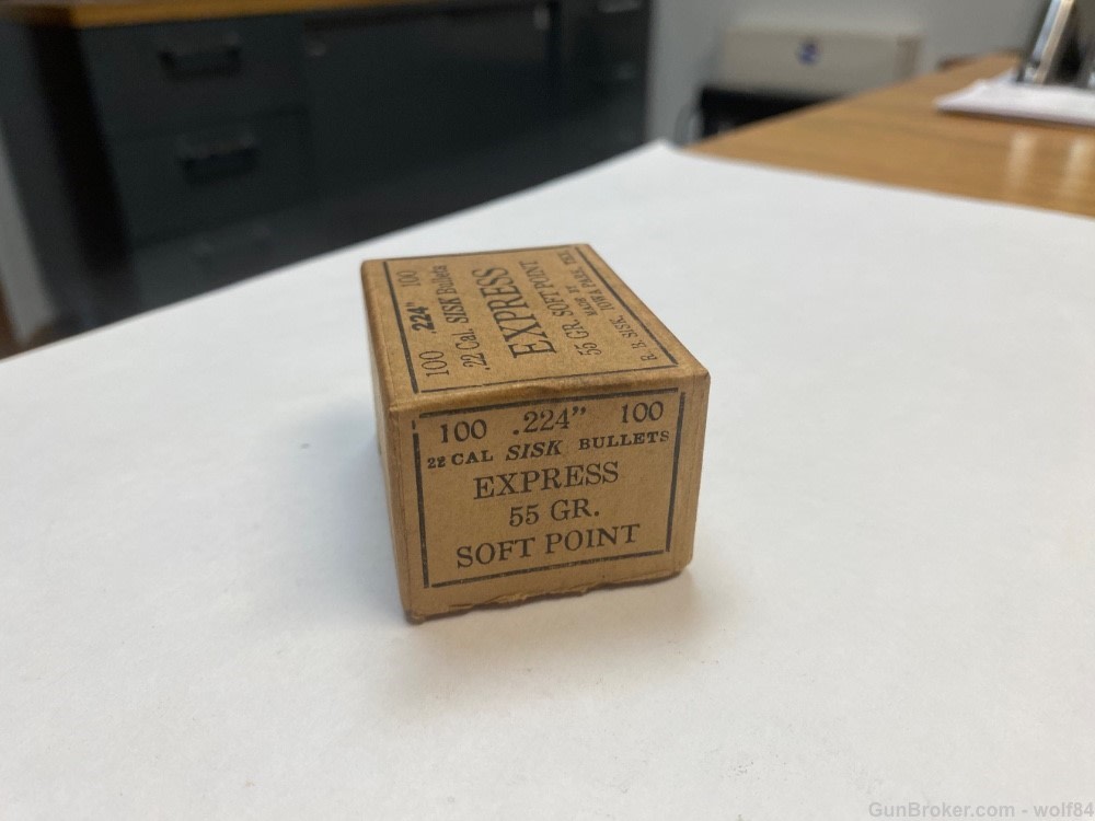 22 Hornet SISK  EXPRESS Bullets 55 gr Soft Point .224 dia  NOS -img-4