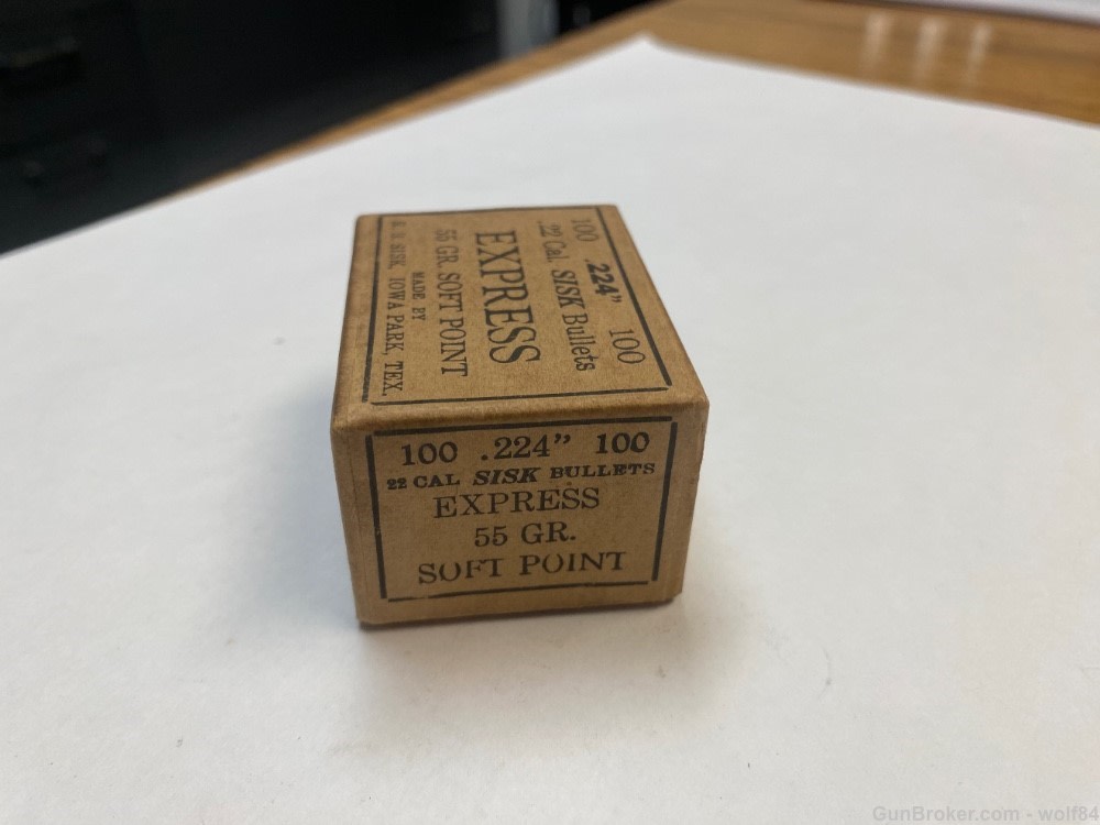 22 Hornet SISK  EXPRESS Bullets 55 gr Soft Point .224 dia  NOS -img-2