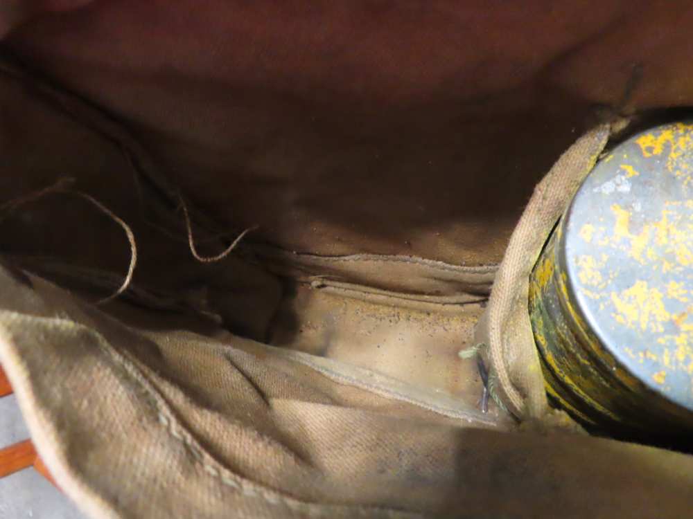 WWI US ARMY GAS MASK WITH CARRIER THAT HAS NAME AND UNIT ON THE FRONT-img-7