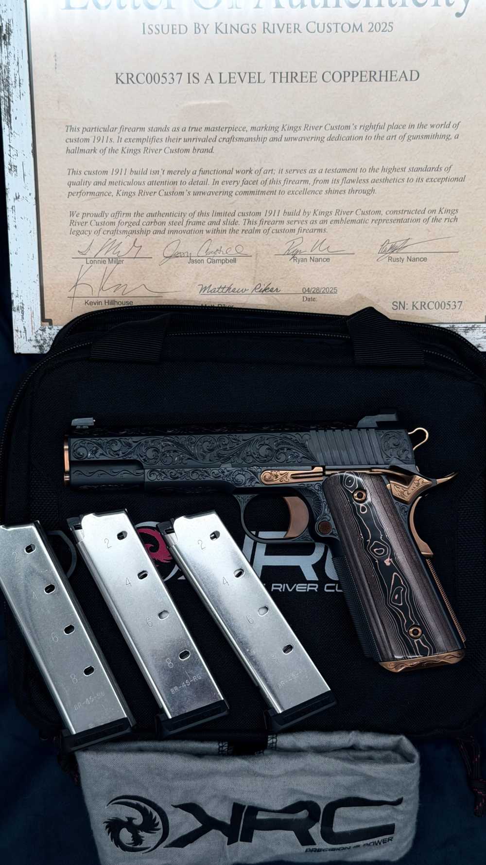 Kings River Custom KRC Level 3 1911 Copperhead 45acp Engraved DLC Layaway-img-4