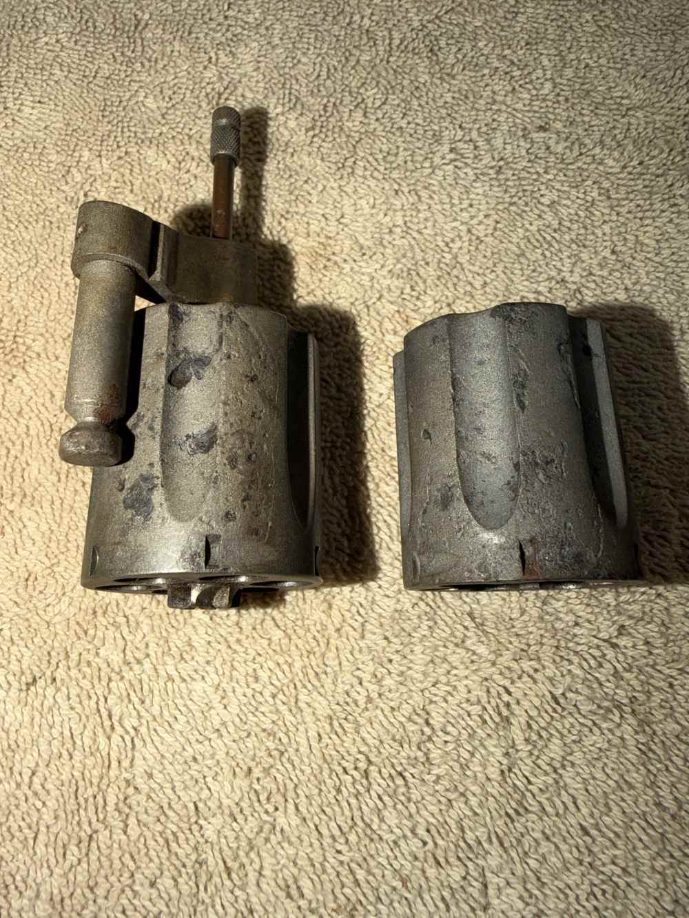 Unmarked Revolver Cylinder Lot 2 32 Cal Swing Out & 25/22 Single Action-img-0