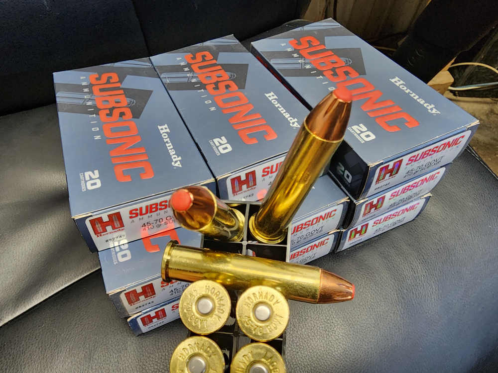 NEW 200 ROUNDS HORNADY SUBSONIC .45-70 GOVT 410 GR SUB-X X 70 45 82742-img-0