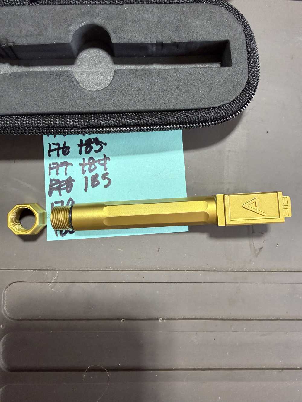 185. Agency Arms Glock 19 Gen 3/4 Gold TiN Threaded Barrel 1/2x28 – Unfired-img-7