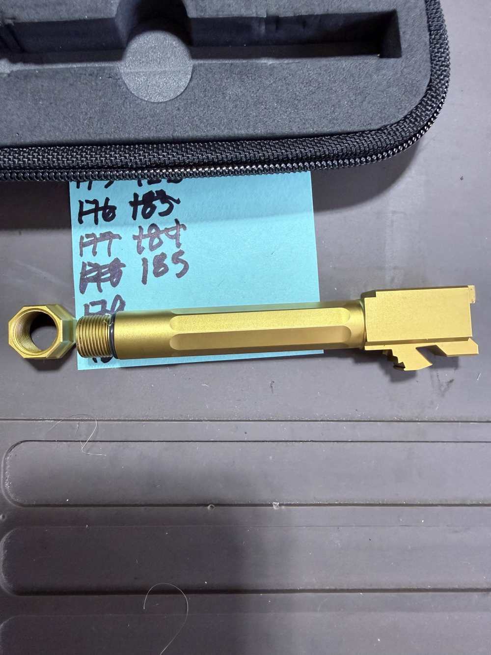 185. Agency Arms Glock 19 Gen 3/4 Gold TiN Threaded Barrel 1/2x28 – Unfired-img-8