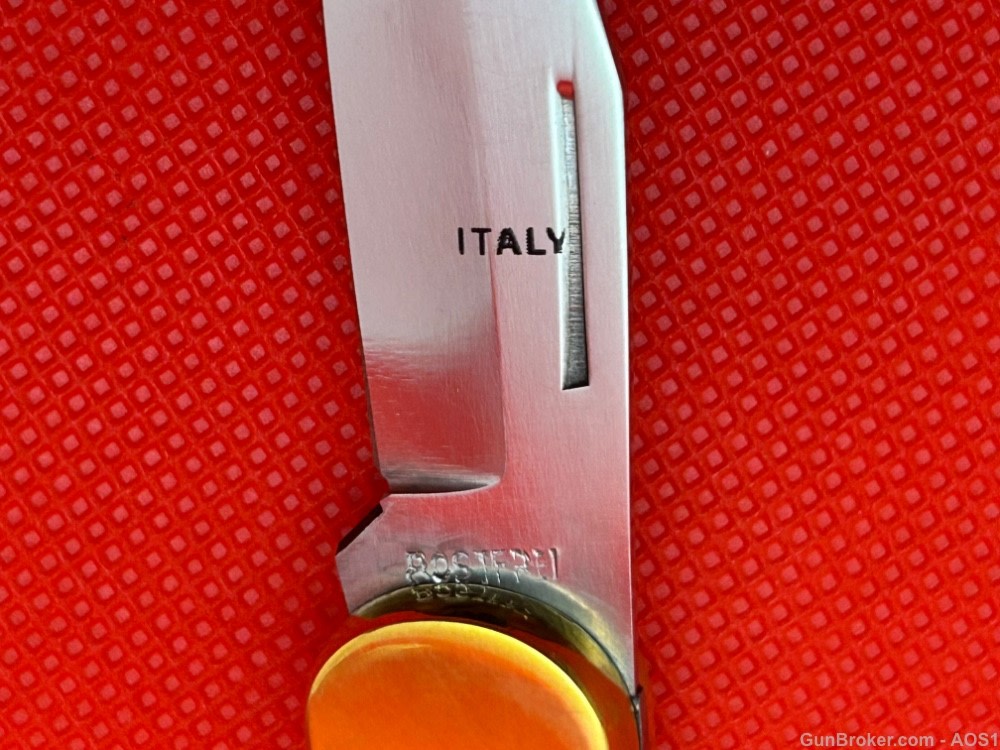 Vintage 1980’s Falcon Italy Handmade Small Stag Lock Back Pocket Knife NOS-img-3