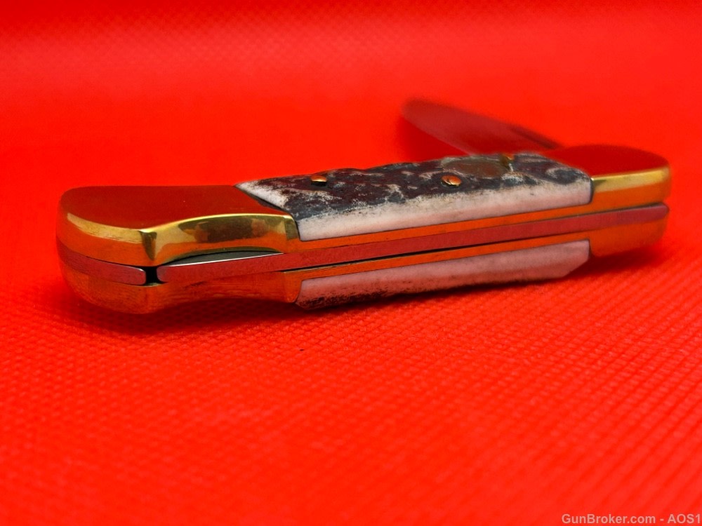 Vintage 1980’s Falcon Italy Handmade Small Stag Lock Back Pocket Knife NOS-img-4