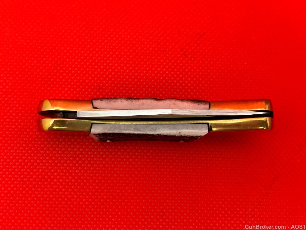 Vintage 1980’s Falcon Italy Handmade Small Stag Lock Back Pocket Knife NOS-img-7