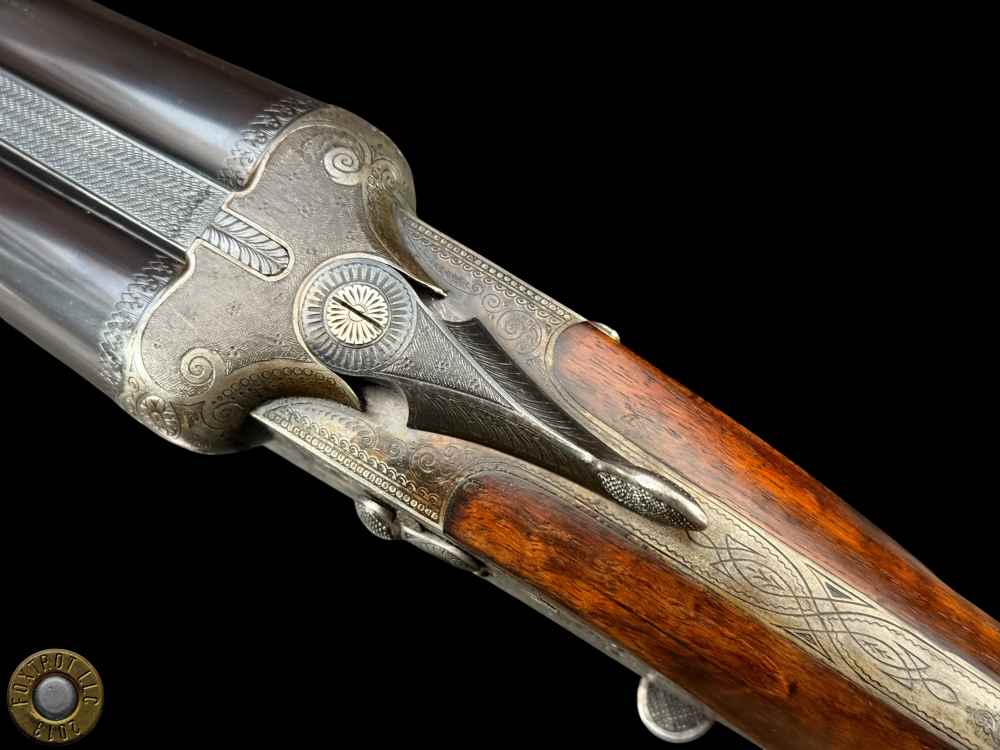1931 J. ALBRECHT SIDELOCK DRILLING 12GAX12GAX8X57 - GAME SCENE ENGRAVED-img-64