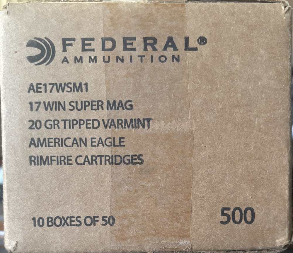 500Rds 17 Win Super Mag 20Gr Tipped Varmint American Eagle -img-0