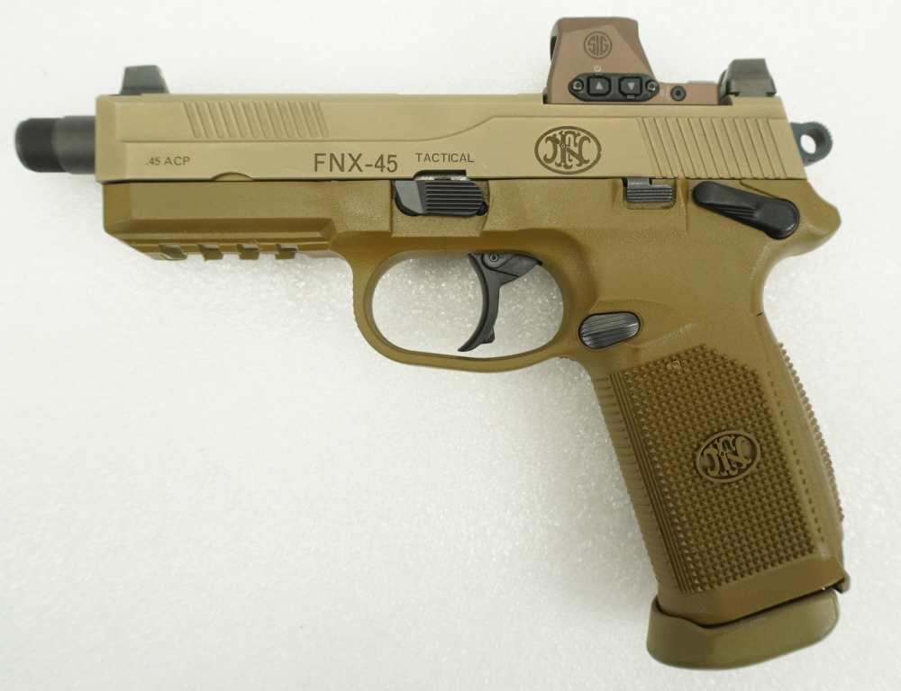 FNH FNX-45 Tactical .45 ACP 5.3" Semi-Auto Pistol w/ Mag, Case, SIG ROMEO-X-img-0