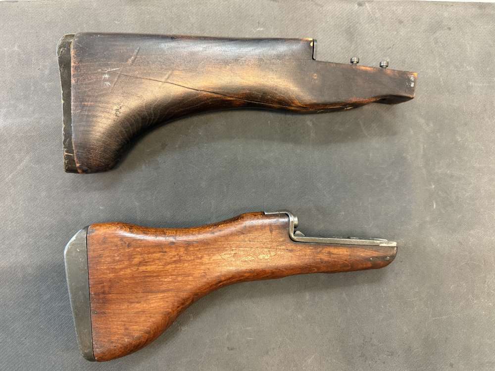 Lot of 2 UZI SMG wood butt stocks -img-0