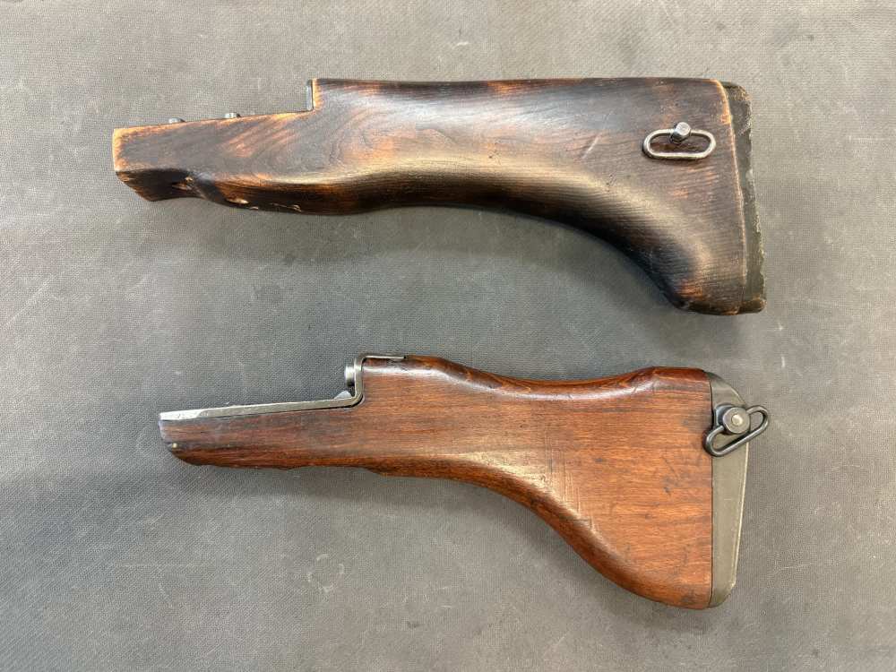 Lot of 2 UZI SMG wood butt stocks -img-1