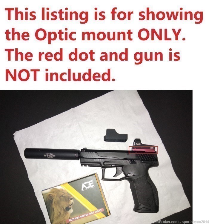 Taurus TX22,PT140,G2,PT709,PT740 Optic Plate for Vortex Venom/Viper Red Dot-img-0
