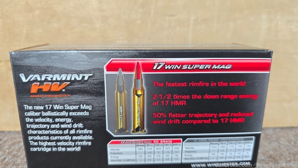 Winchester Varmint HV 17 Win Super Mag WSM 20 Grain Polymer Tip Ammo-img-2