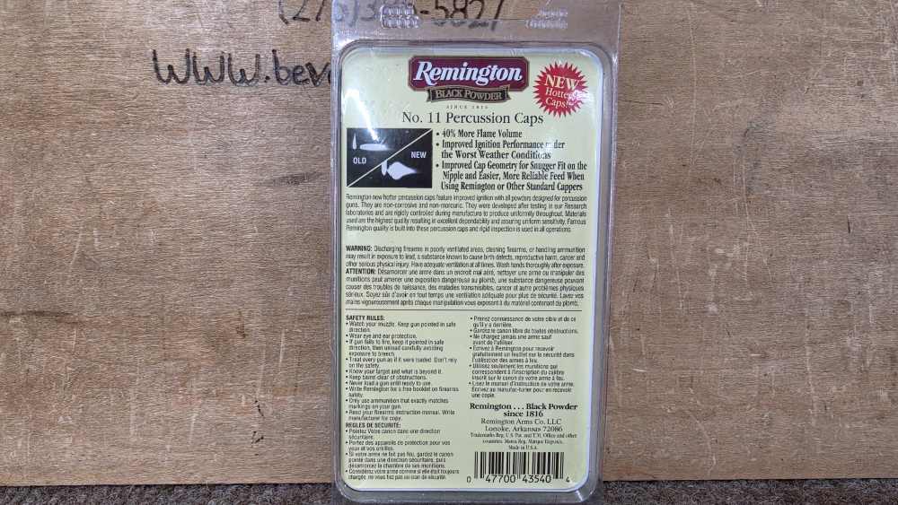 New Remington No. 11 Percussion Caps 100 Caps 22619-img-1