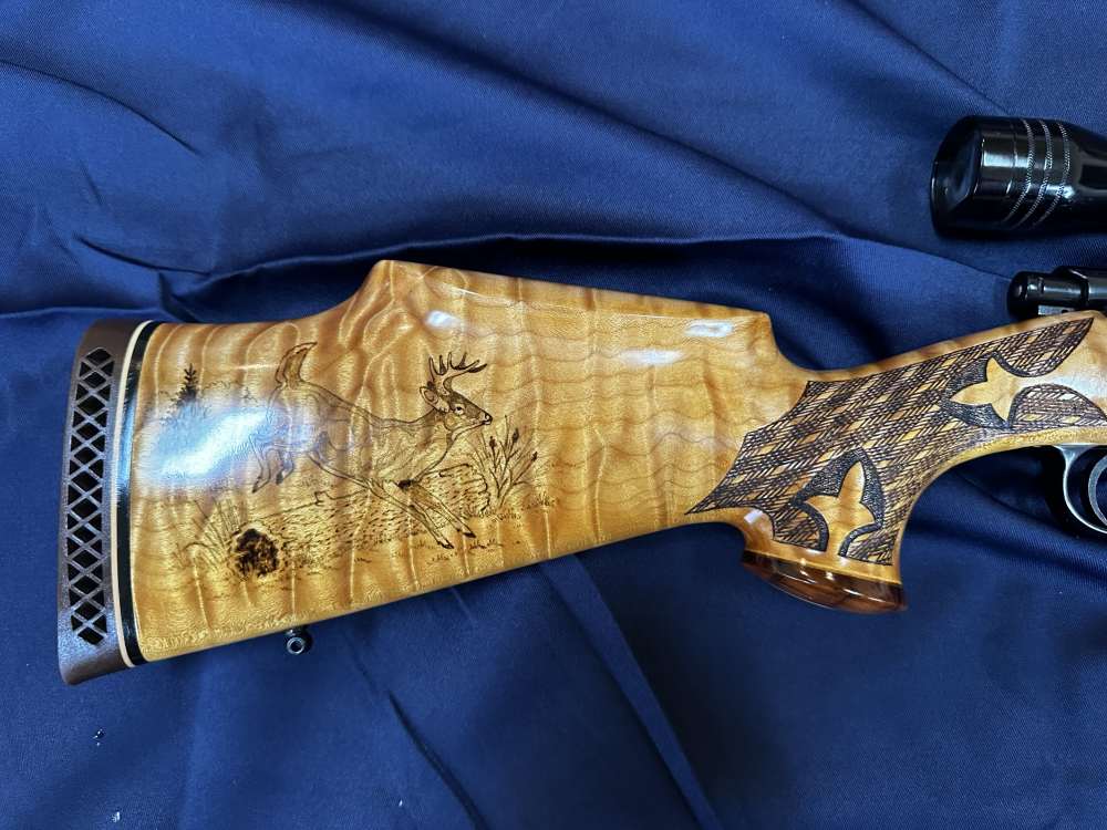Flaig's Custom 30-06 Mauser with Exquisitely Crafted Quilted Maple Stock -img-10