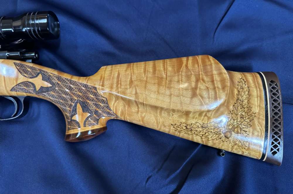 Flaig's Custom 30-06 Mauser with Exquisitely Crafted Quilted Maple Stock -img-3