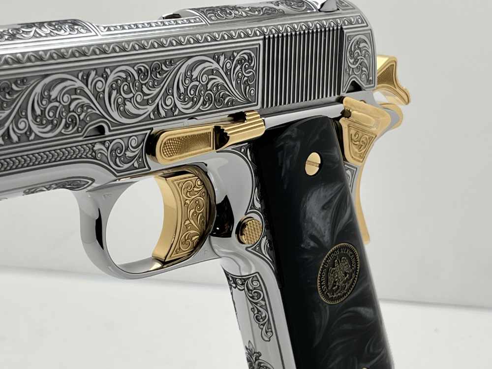 WOW FACTOR. NIB.  COLT SUPER 38 scroll engraved gold accents -img-9