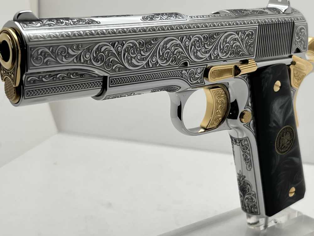 WOW FACTOR. NIB.  COLT SUPER 38 scroll engraved gold accents -img-8