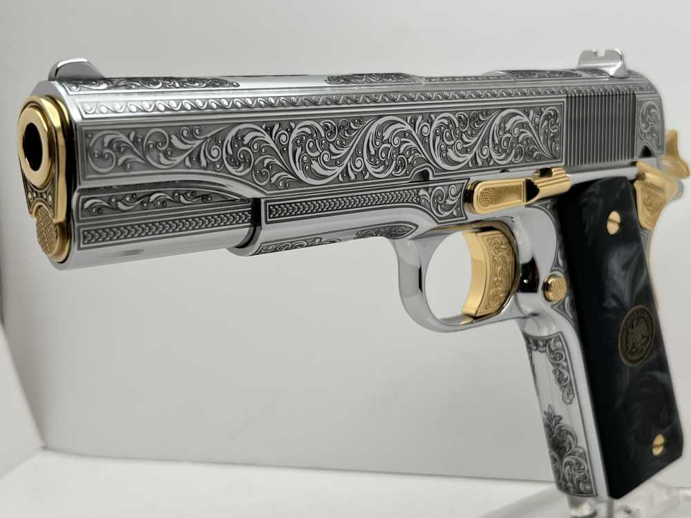 WOW FACTOR. NIB.  COLT SUPER 38 scroll engraved gold accents -img-0