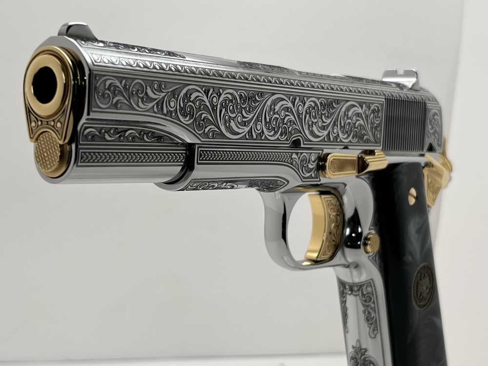 WOW FACTOR. NIB.  COLT SUPER 38 scroll engraved gold accents -img-7