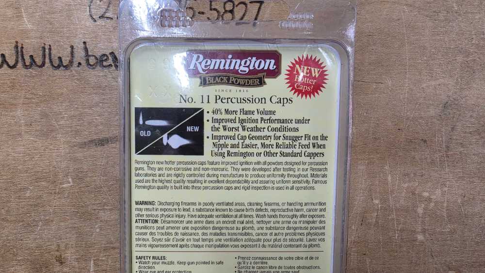 New Remington No. 11 Percussion Caps 100 Caps 22619 -img-2