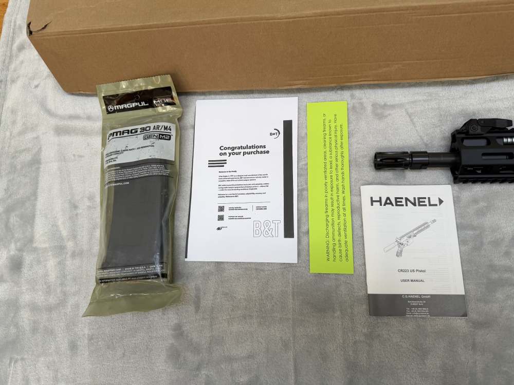 Rare Haenel CR223 B&T-15 10.5" Pistol Black - Original Box Mlok Rail - New -img-2
