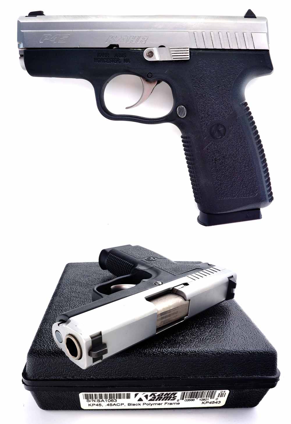 KAHR ARMS P45 STAINLESS STEEL SEMIAUTO SLIM .45 ACP PISTOL EXCELLENT COND-img-1