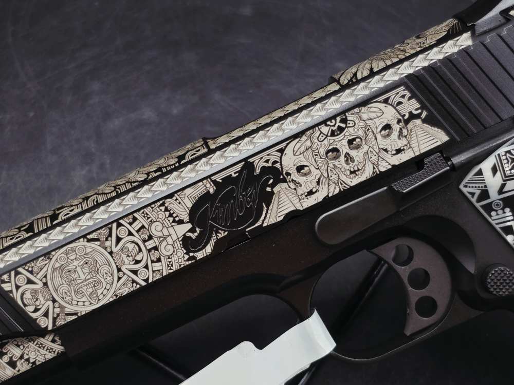 Aztec Engraved KIMBER 1911 Custom LW 45ACP DK Customs Penny Auction-img-5
