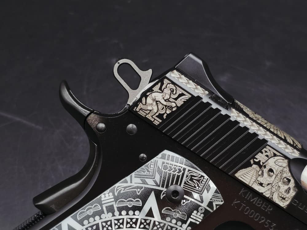 Aztec Engraved KIMBER 1911 Custom LW 45ACP DK Customs Penny Auction-img-9