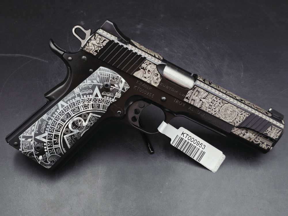 Aztec Engraved KIMBER 1911 Custom LW 45ACP DK Customs Penny Auction-img-7