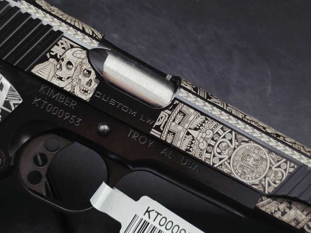 Aztec Engraved KIMBER 1911 Custom LW 45ACP DK Customs Penny Auction-img-10