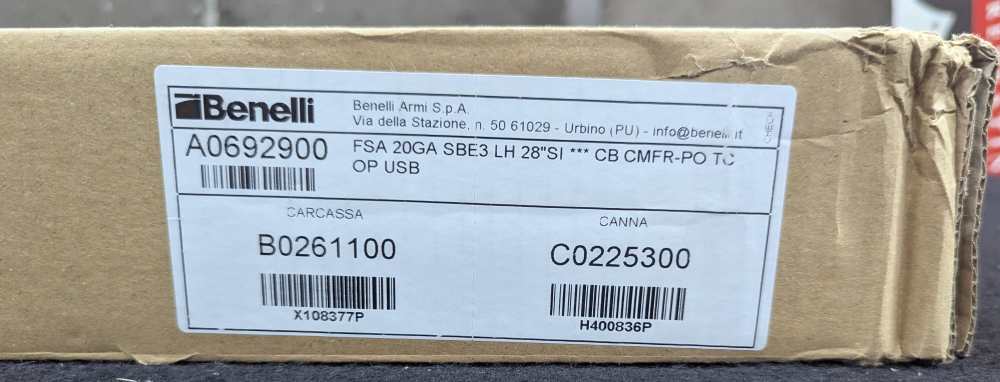 Benelli SBE 3 LH 20GA 28inch Semi Auto 10373 NIB-img-22