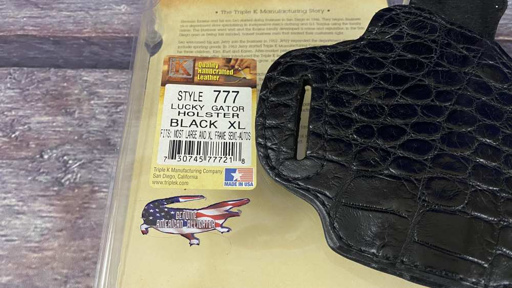 Triple K Brand Lucky Gator Black Gun Holster XL Style #777-img-1